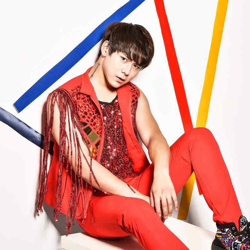 新款酒夜总会男时尚男歌手D Dj西装s男士吧流苏背心舞装台表演服