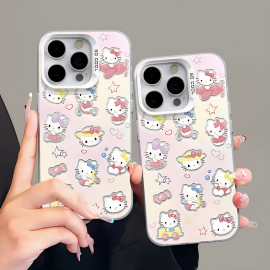 超火卡通HelloKitty猫适用苹果15promax手机壳iphone14小米13粉色12可爱11网红oppo少女vivo镭射全包防摔