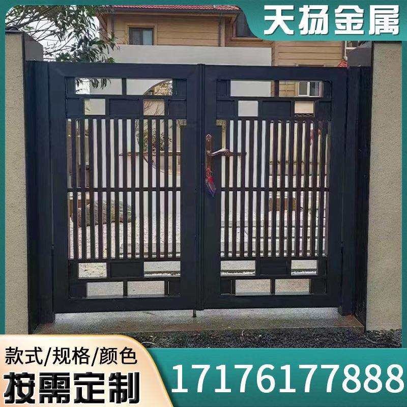 厂销推拉双开自建房门 铝艺大门电动别墅庭院门 密码指纹铝合金