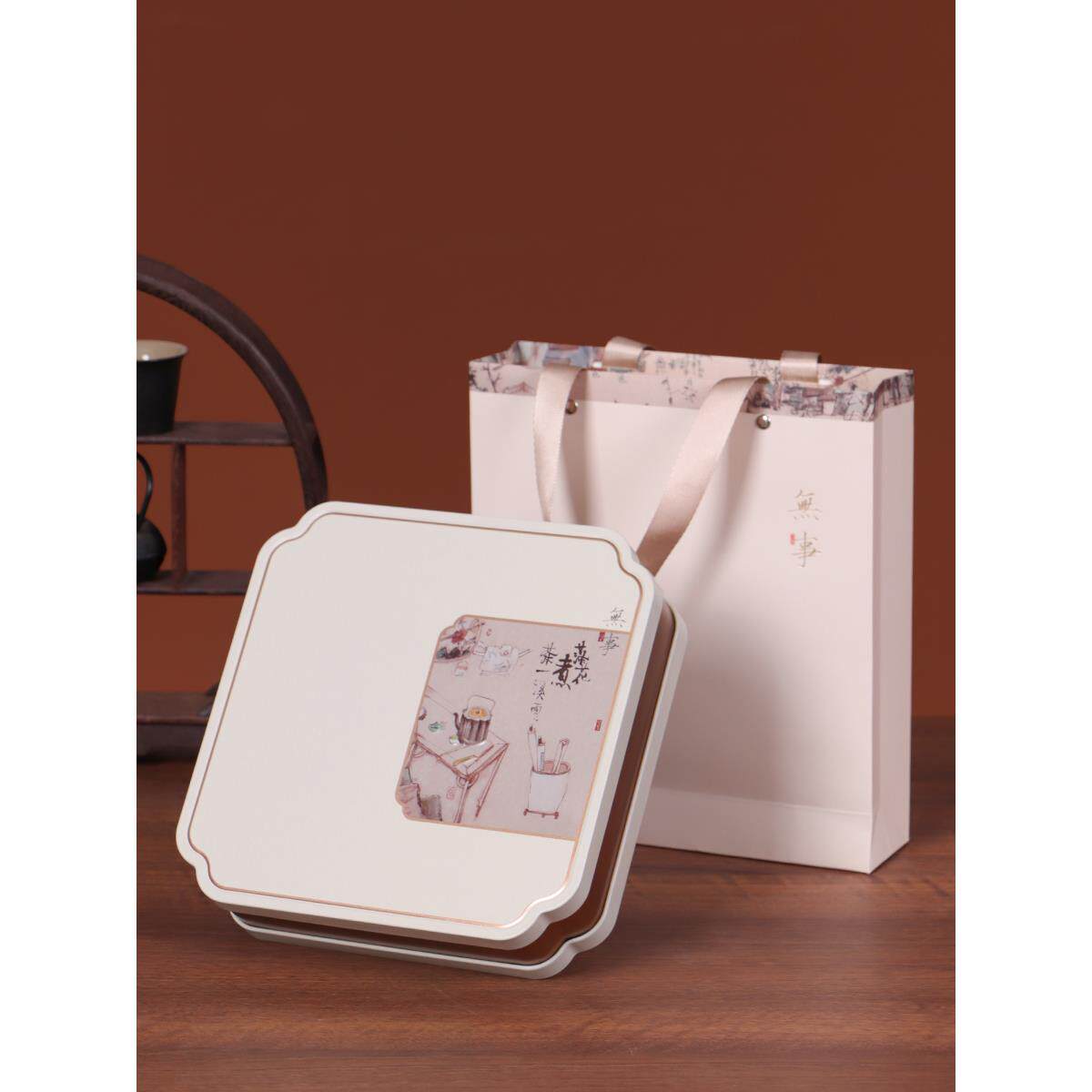 高档复古普洱茶饼包装盒空礼盒200克357克收纳盒福鼎白茶礼品定制