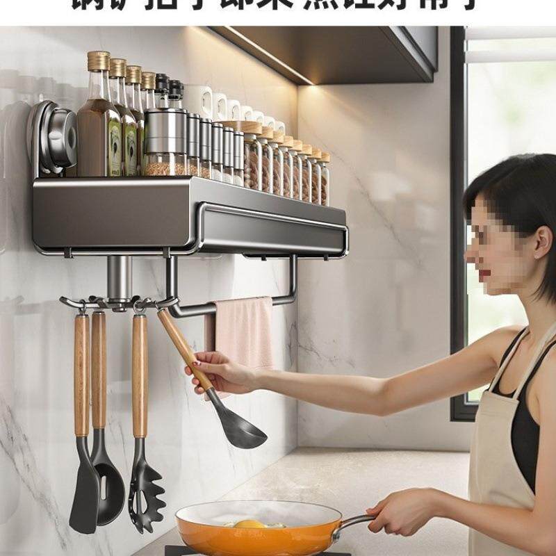 吸盘厨房能置物架免打孔调料架壁挂式上调料墙X3ftRjDY家用多功用