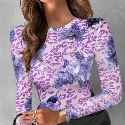 Women'S Fashion Print Slim Fit Knit Top And Skirt Set