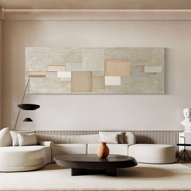 床头立体画》油画爱卧室客厅《挂画简约浅风画寂侘装饰画手绘图片
