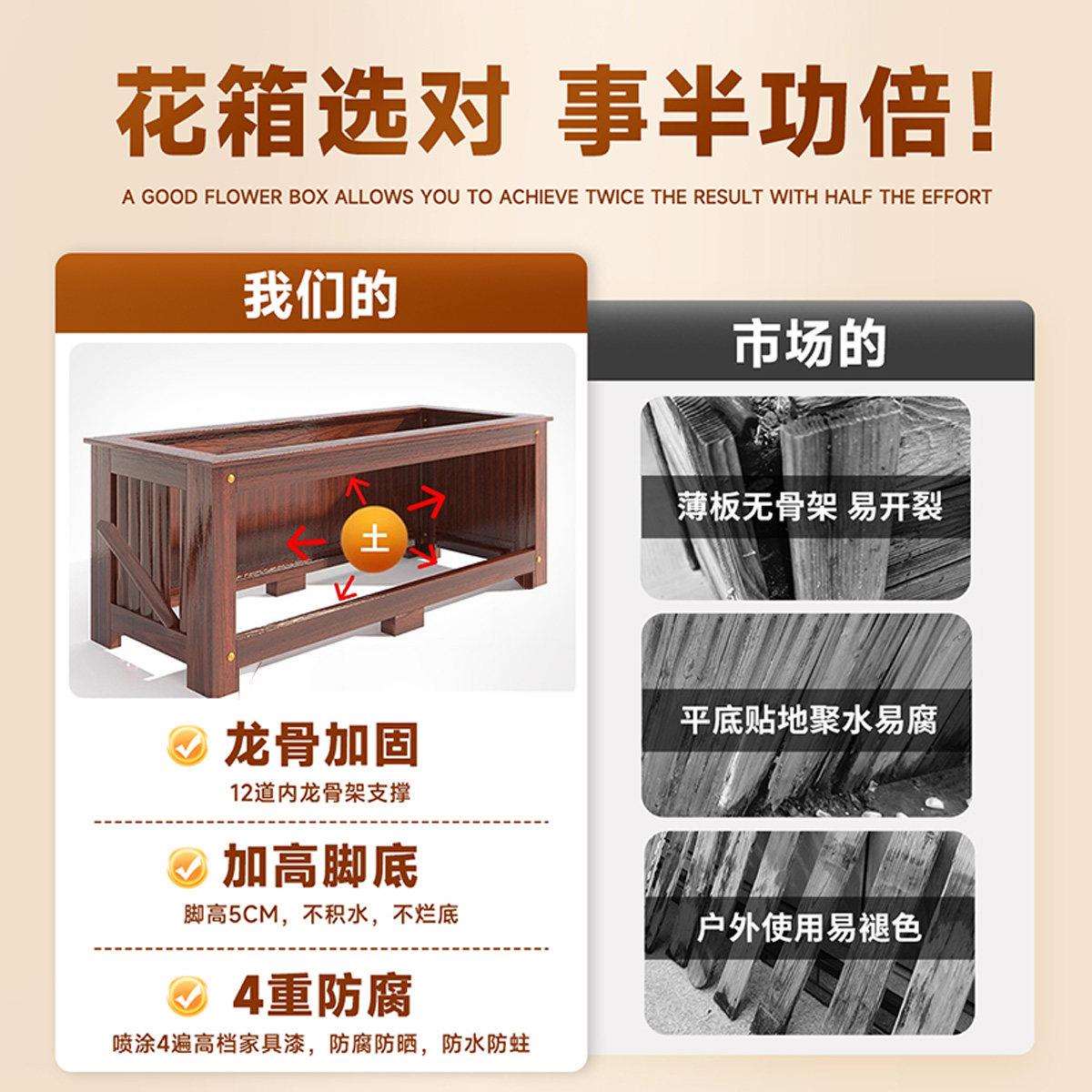 防腐木箱种植箱户外室外庭院种花树超花大花工程专用加厚实木BYHB