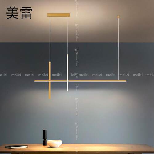 极简长条餐厅吊灯北欧创意轻奢全铜led餐桌吧台饭厅灯2022年新款