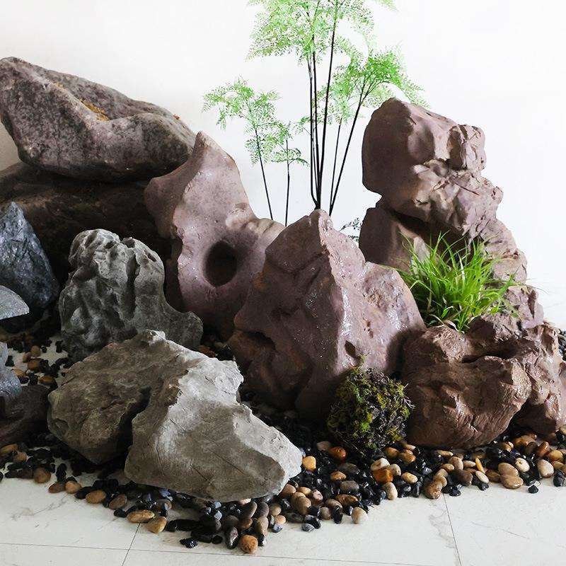仿真石头造景鱼缸假山石花园户外庭院景观石室内装饰摆件摄影道具