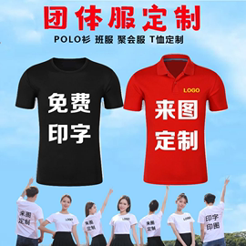 定制t恤印logo纯棉短袖班服polo衫工作服团建工装广告文化衫刺绣