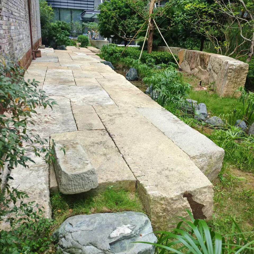 速做黄锈石柏坡黄景观石条石坐凳石头护树石草坪点缀欣赏石