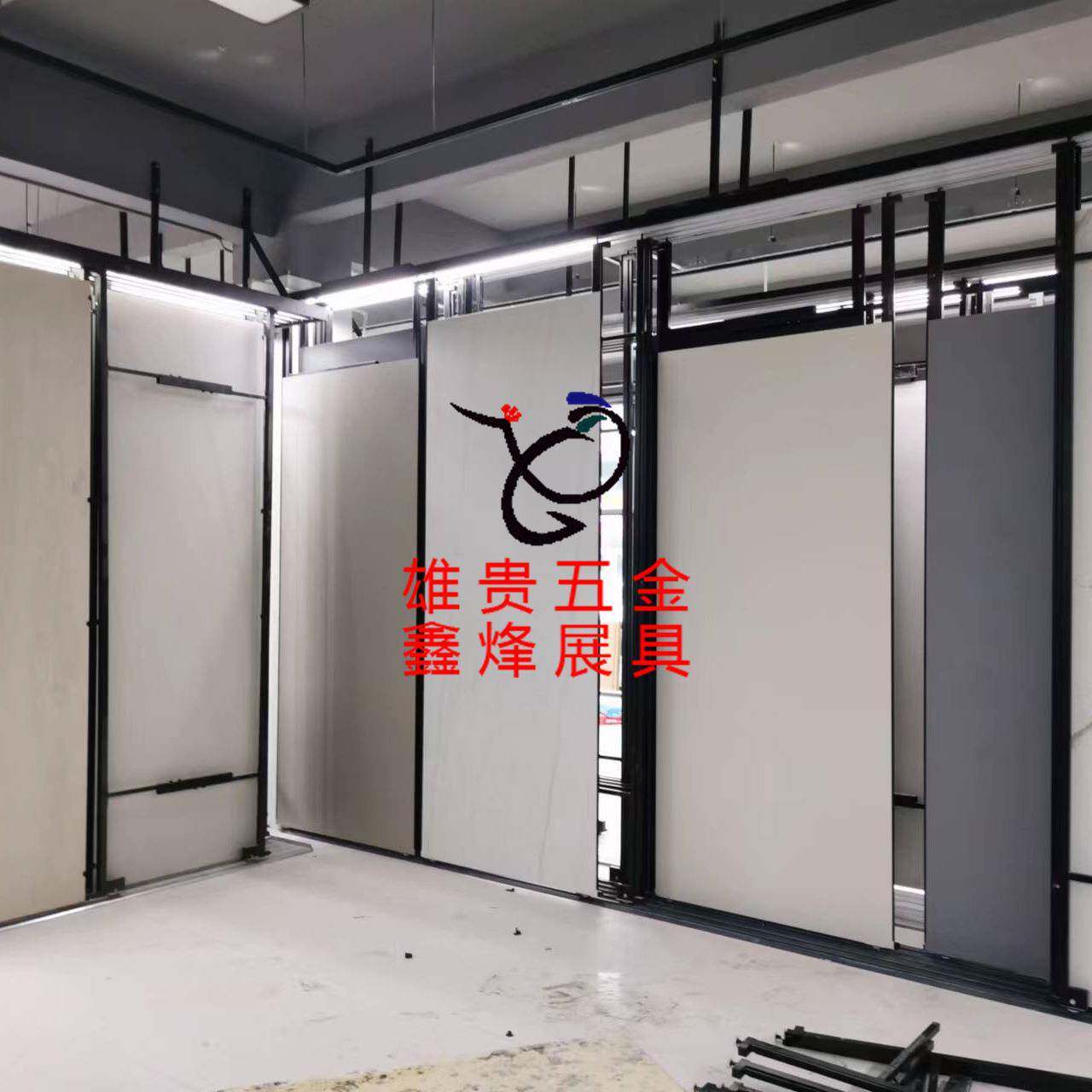 不锈钢地轨平拉展示柜 可调节瓷砖样板展示架 600-1200瓷砖展示