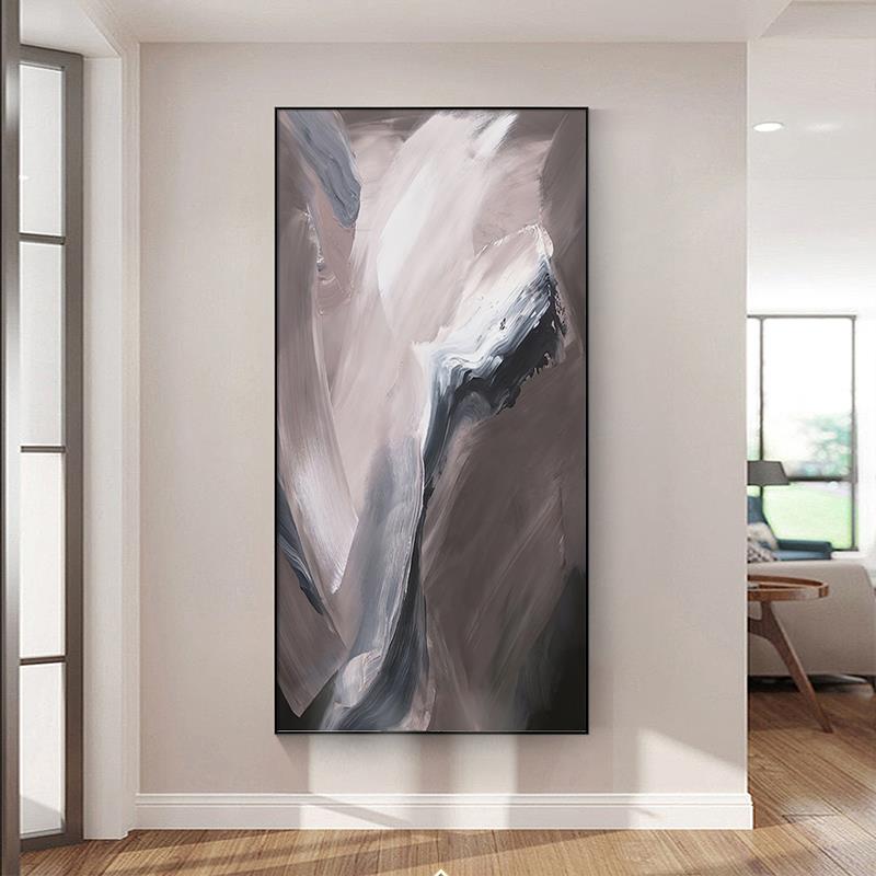 网红《画枕山栖谷》手绘赤贫油画肌极客装饰现代简玄关抽象画理挂