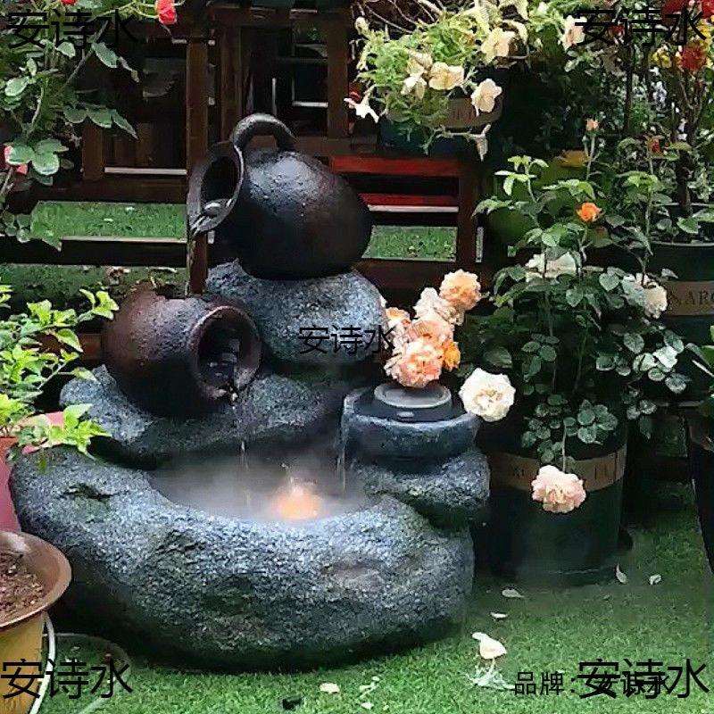 假山流水景观喷泉室外户外花园庭院装饰风水轮落地大型阳台养鱼池