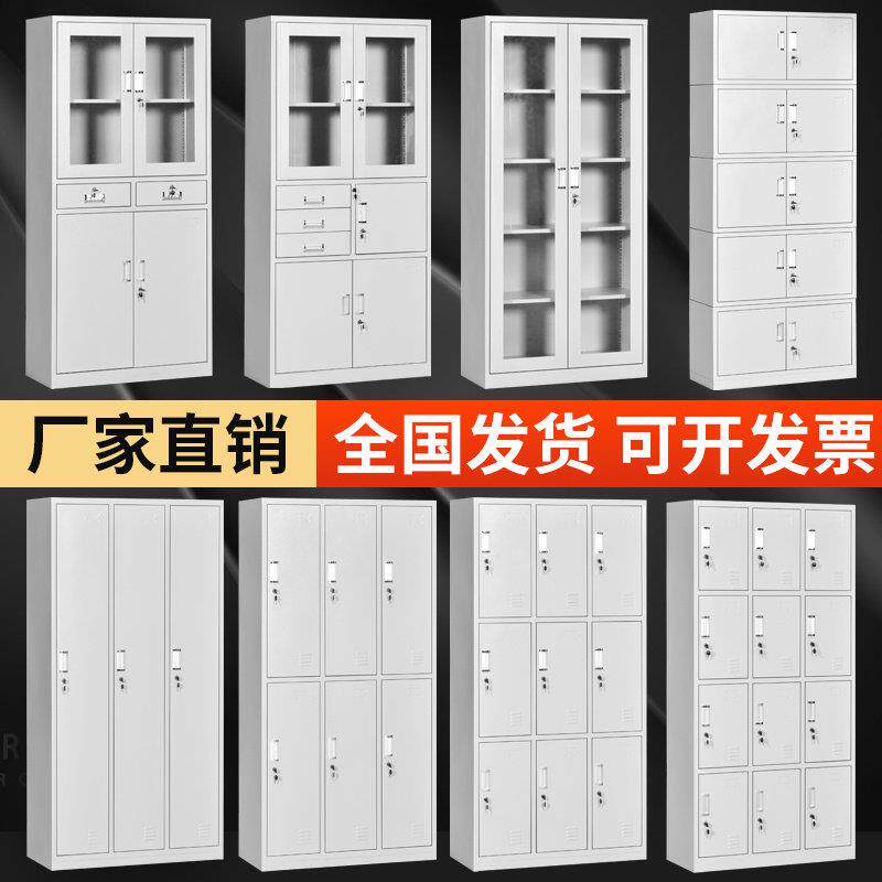 钢制落地文件柜 双门更衣储物铁柜 可客制化办公铁柜带抽屉铁皮资图片