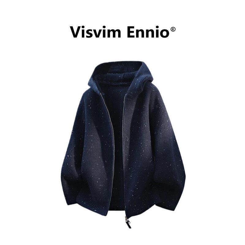 Visvim Ennio2026新款男士宽松连帽针织开衫春季装学生帽衫休闲潮