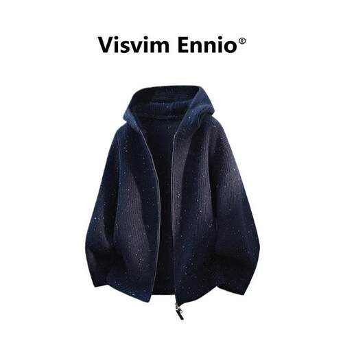 Visvim Ennio2026新款男士宽松连帽针织开衫春季装学生帽衫休闲潮