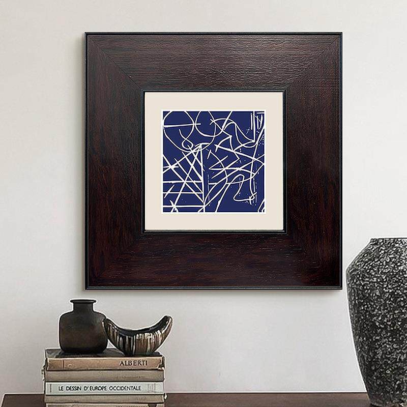 现代客厅抽象线条装饰画法式中古卧室床头壁画走廊玄关挂画正方形