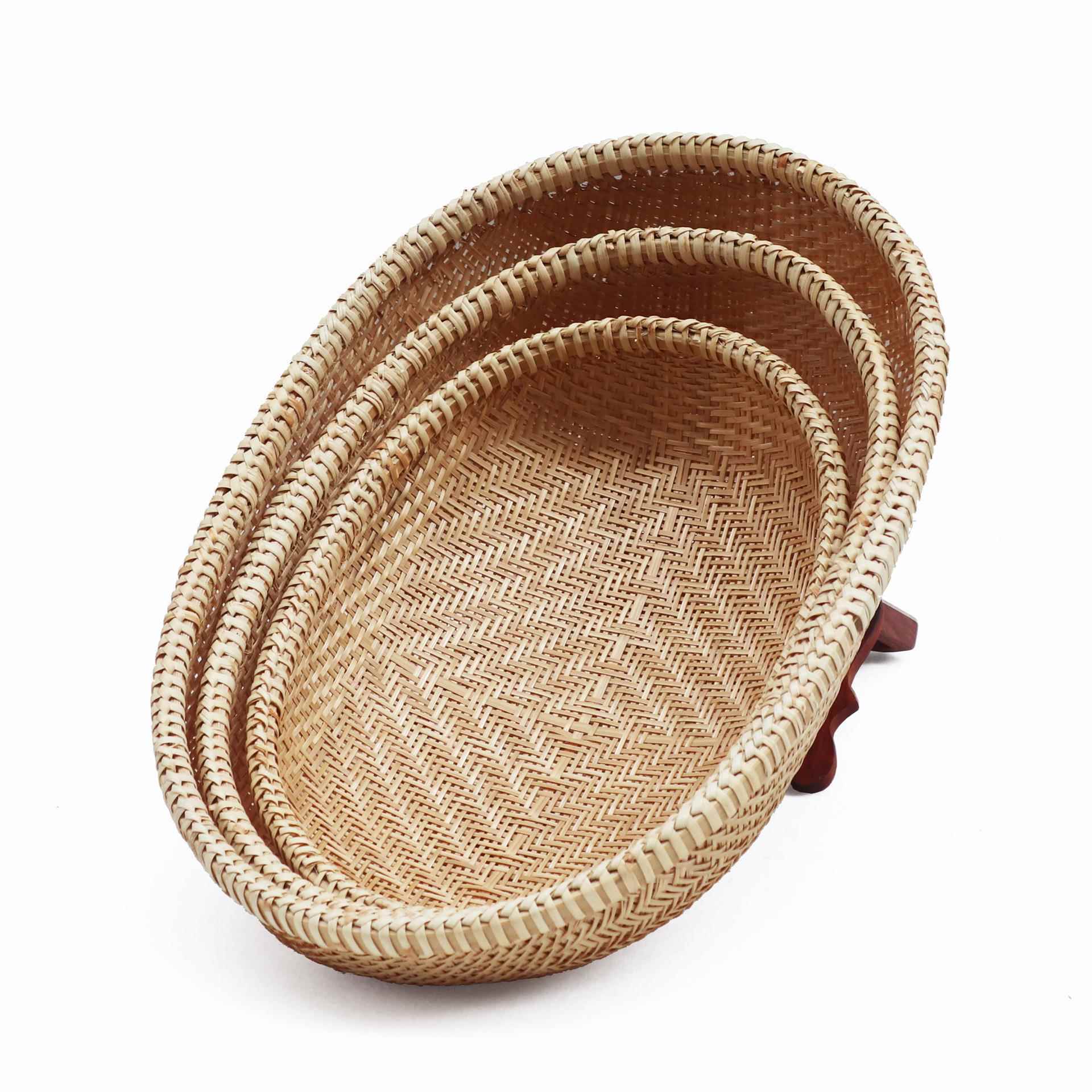 精编竹编水果篮 簸箕圆形筲箕竹筛子 洗菜圆筐农家竹制品家用果盘