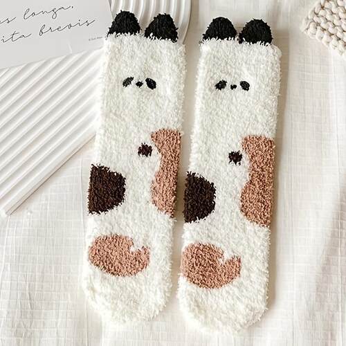 M 78337 Winter Panda Half Fleece Socks 熊猫半边绒袜