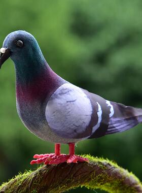 可爱仿真小鸟装饰品泡沫羽毛假鸟白鸽子鹦鹉摆件鸟巢鸟窝摆设手工
