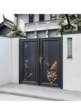 子金铝合电动平移智庭院门别墅自建房大门能电219动铝艺户外院对