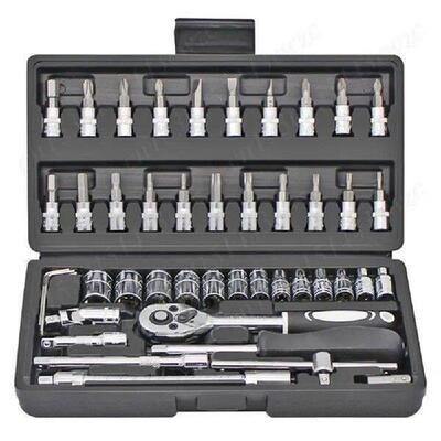 46pcs Drive Socket Set 1/4 inch Ratchet Wrench Set with