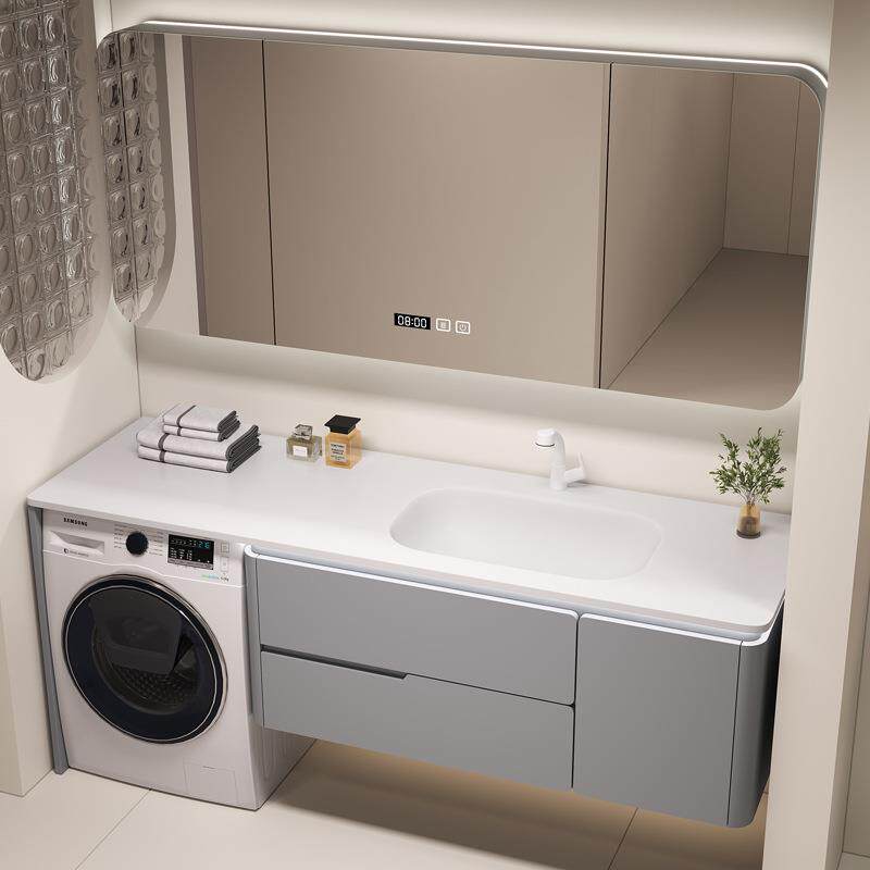 阳台洗衣机浴室柜组合可丽耐洗漱台卫生间洗手洗脸岩板热弯一新品