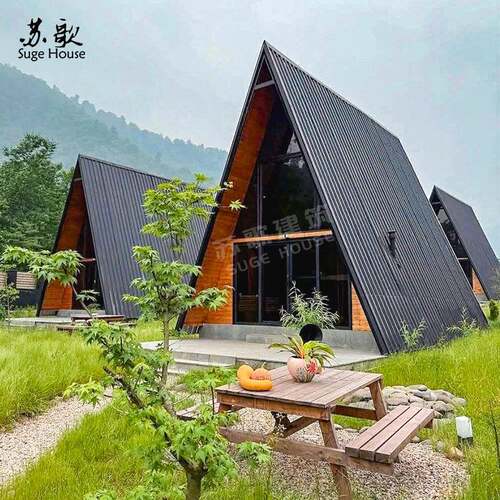 户外露营度假三角木屋民宿酒店阳光房设计建造简约风小木屋别墅