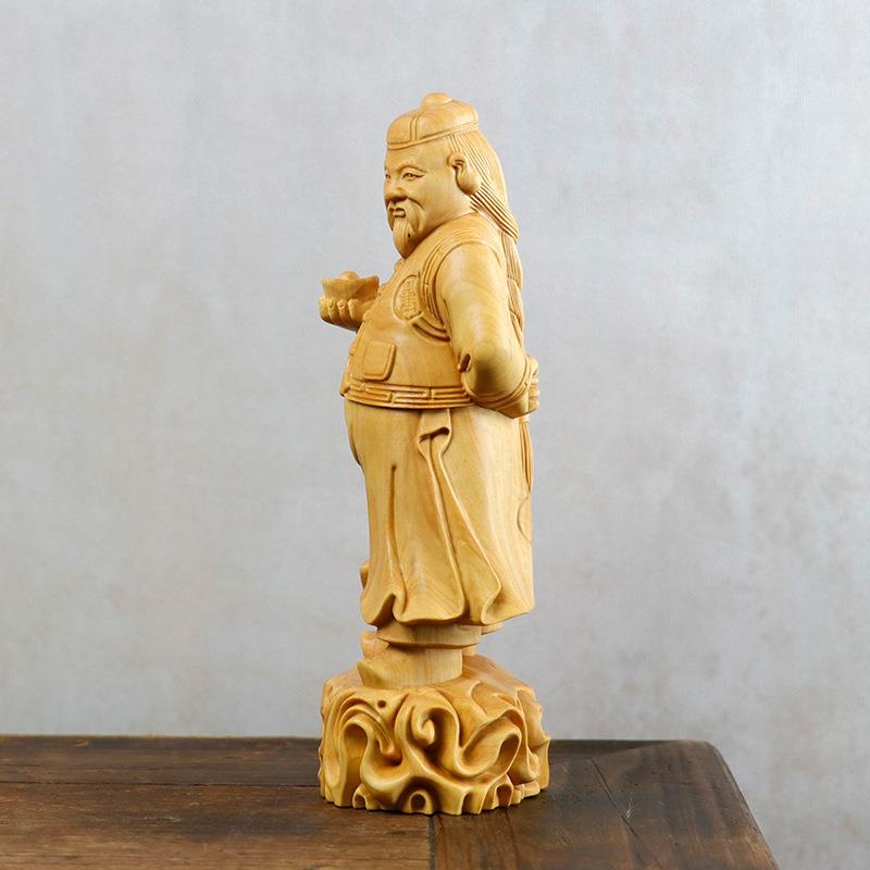 黄杨木雕地主摆件汽车饰品中式人物客厅工艺品木质手把件财主