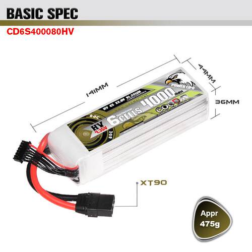 CODDAR鹰氪4000MAH 6S 22.8V 80C航模7寸X8固定翼 涵道直升机LIHV