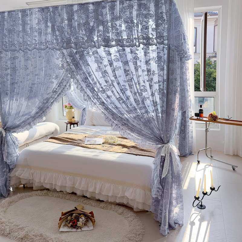 2025感新款支架婚法式家用蚊帐卧室宫廷帐高级纹床落地式幔房漆烤