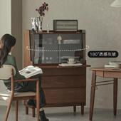 北美黑胡柜桃木全实木卧五斗客厅餐边室009柜梳妆台玻璃展物示柜