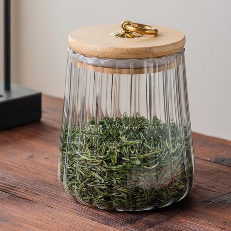 茶叶罐条纹透明玻璃杂粮储物罐