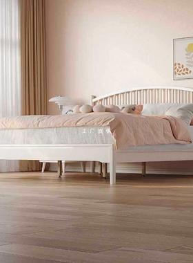 白色实床温莎床白木蜡现.代简约SCD户型18米双人主小卧省空间齐