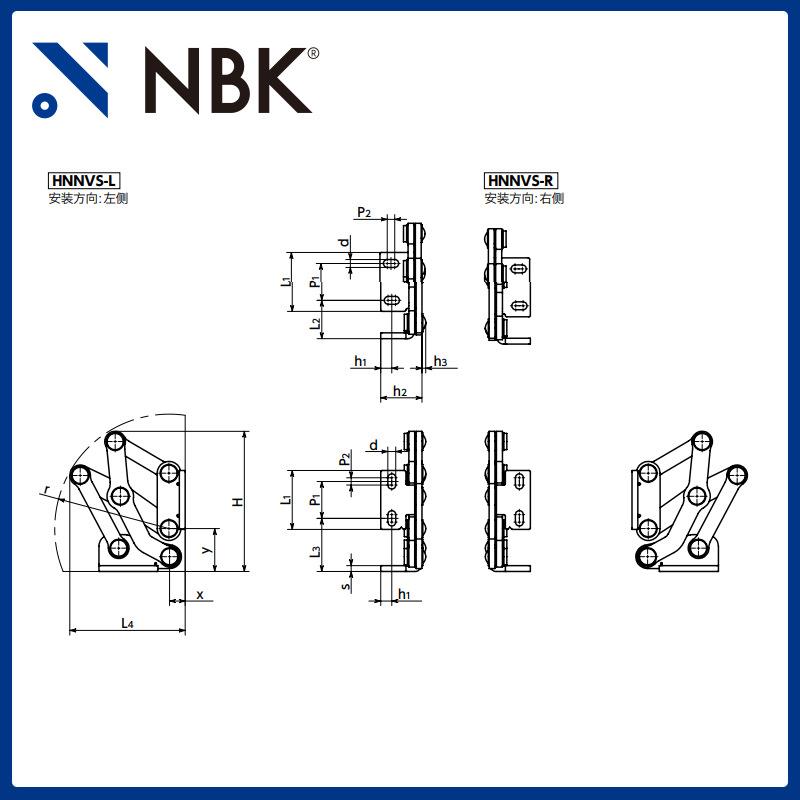 NBK HNNVS 不锈钢铰链大型可90°开安装内侧 机械零配件厂家直供
