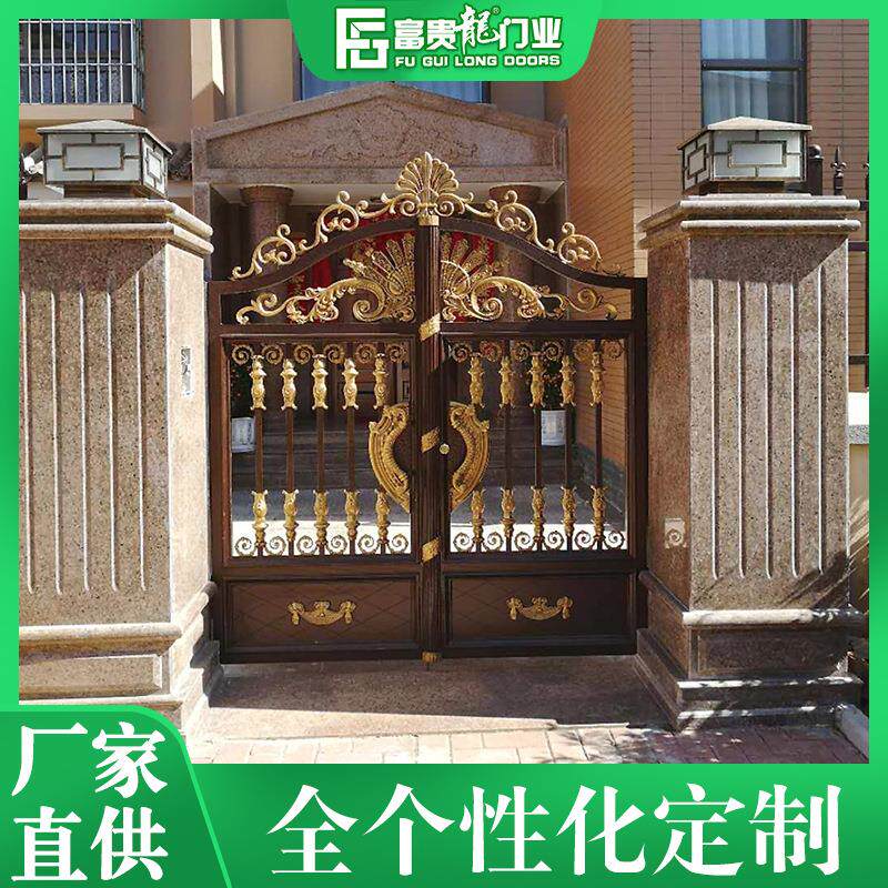 欧式雕刻铝艺大门 庭院别墅幼儿园大门 小区农村铝合金院子大门