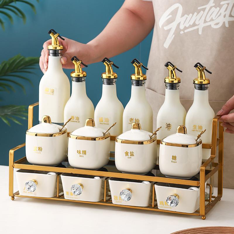 高颜值陶瓷调料罐厨房调味品油盐酱醋调料瓶罐组合家用调料盒套装