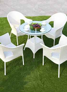 阳台藤三套椅tb-55858套装藤椅件子室外家具五件套组合手藤工编桌