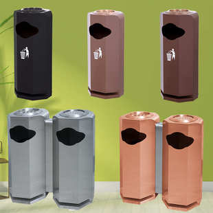 会所酒店ktv大堂写字楼电梯间不锈钢分类垃圾桶干湿分离烟灰桶