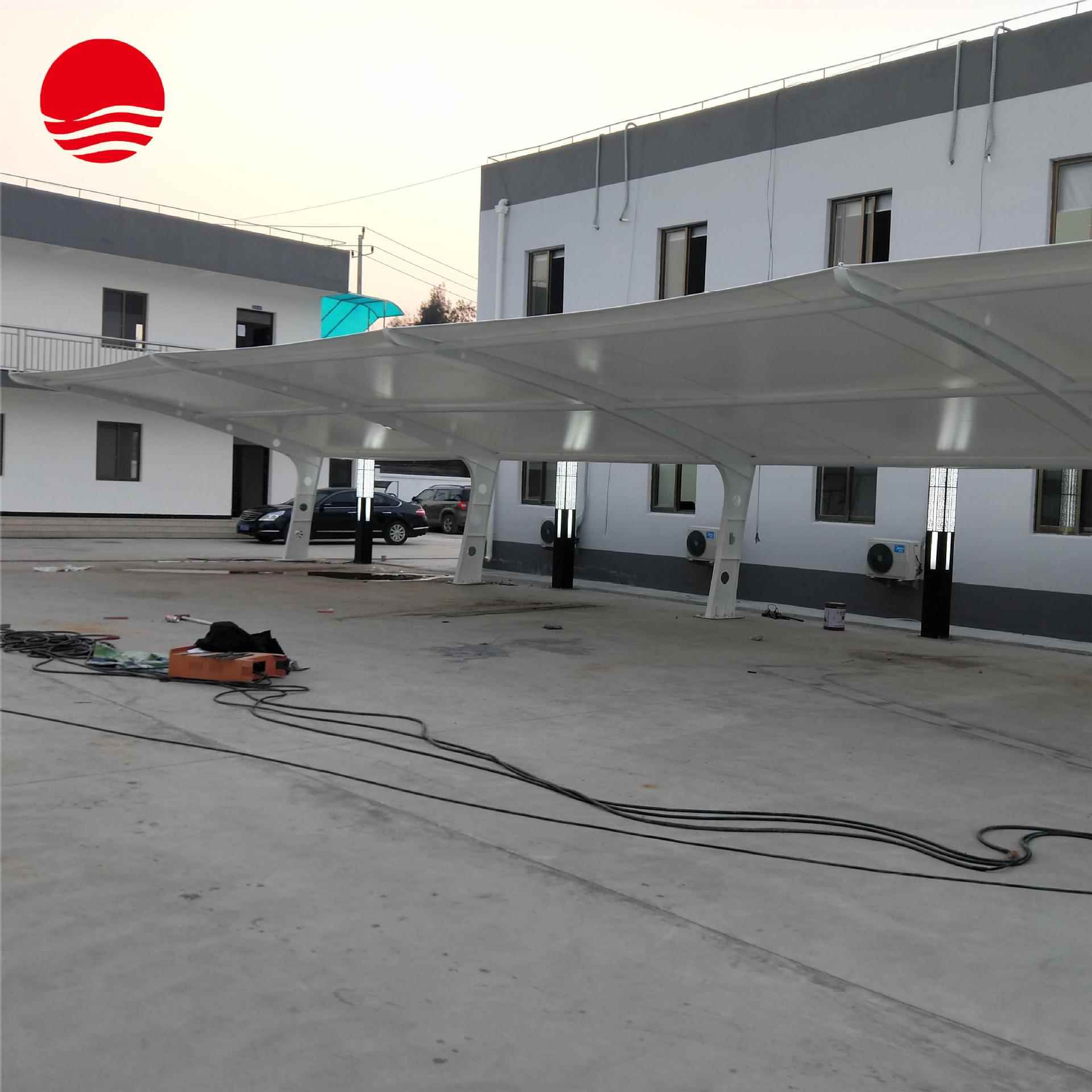 7字型膜结构车棚充电桩加油站私家车停车棚电动车汽车遮阳棚雨棚