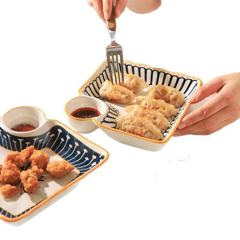 简约盘子餐盘陶瓷碟子家用菜碟防烫饺子盘带醋碟多功能加厚水果盘,餐饮具,盘,淘宝优惠券,粉丝福利购,淘宝优惠卷