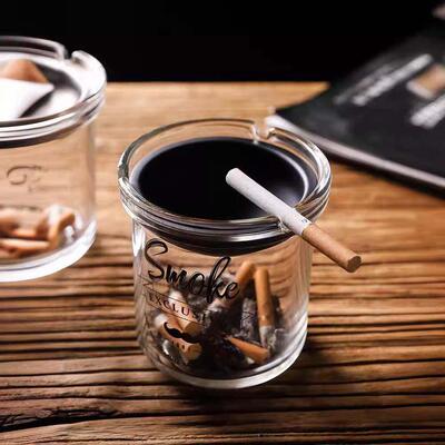 创意烟缸玻璃有飞灰味风防ins办公室个性烟灰缸简约家用漏斗