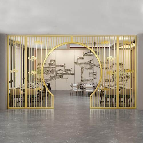 铁艺月亮门拱门屏风隔断餐厅棋牌室办公室养生馆客厅玄关简约中式