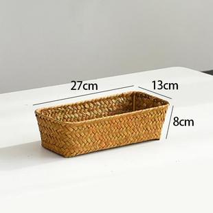 收纳筐姜蒜篮放菜水果的桌面杂物整理盒小物件玄关编织无盖药箱子