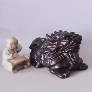 雲缘 黑檀木家居木雕工艺品摆件 17*10*10cm 龙龟寓意荣归