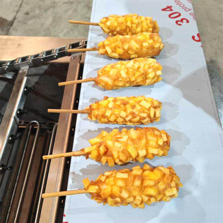 热狗棒油炸机全自动带底部挂渣炸油炸设备芝士热狗线电热