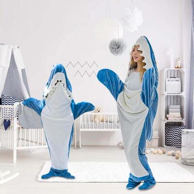 Oversized Shark Blanket Hooded Flannel Cartoon Shark Costume