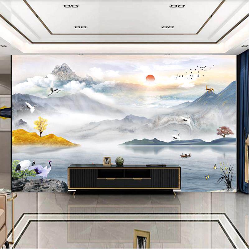 2024新款电视背景墙纸自粘3d立体壁贴沙发装饰壁画 画中式影视墙