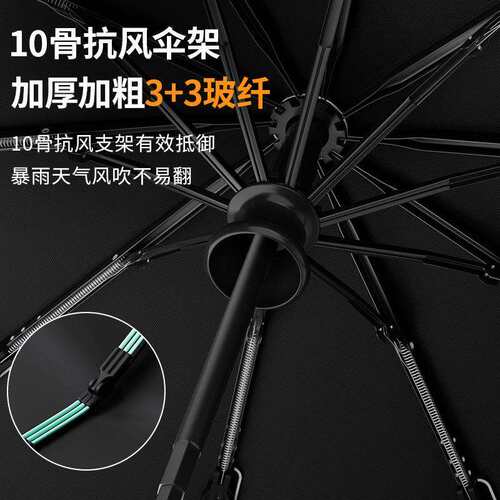 5cm绑带三折全自动开收晴雨两用商务伞男加大折叠雨伞厂家现货