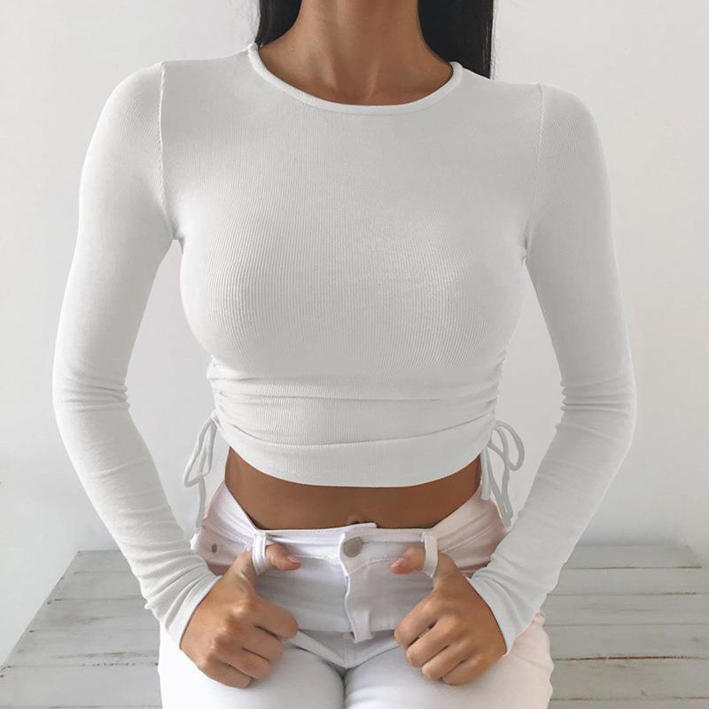 casual -shirt crop blouses round shirts cropped stretchy