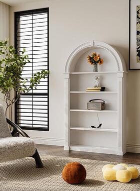 法式奶拱油风ADG书柜法厅形复古式书架展示柜玄关柜客中古美式收