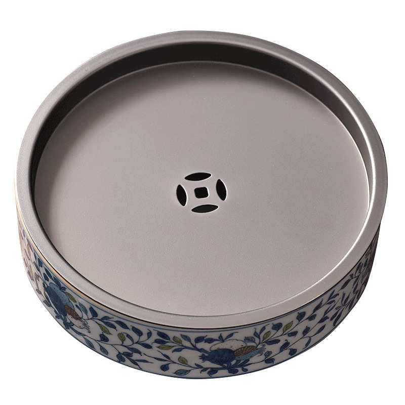 壶承建水壶功夫托盘家用壶仿古陶瓷青花复古茶具茶托青釉中式盘承